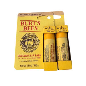 2 x Burt's Bees Beeswax Lip Balms Paper tubes, new